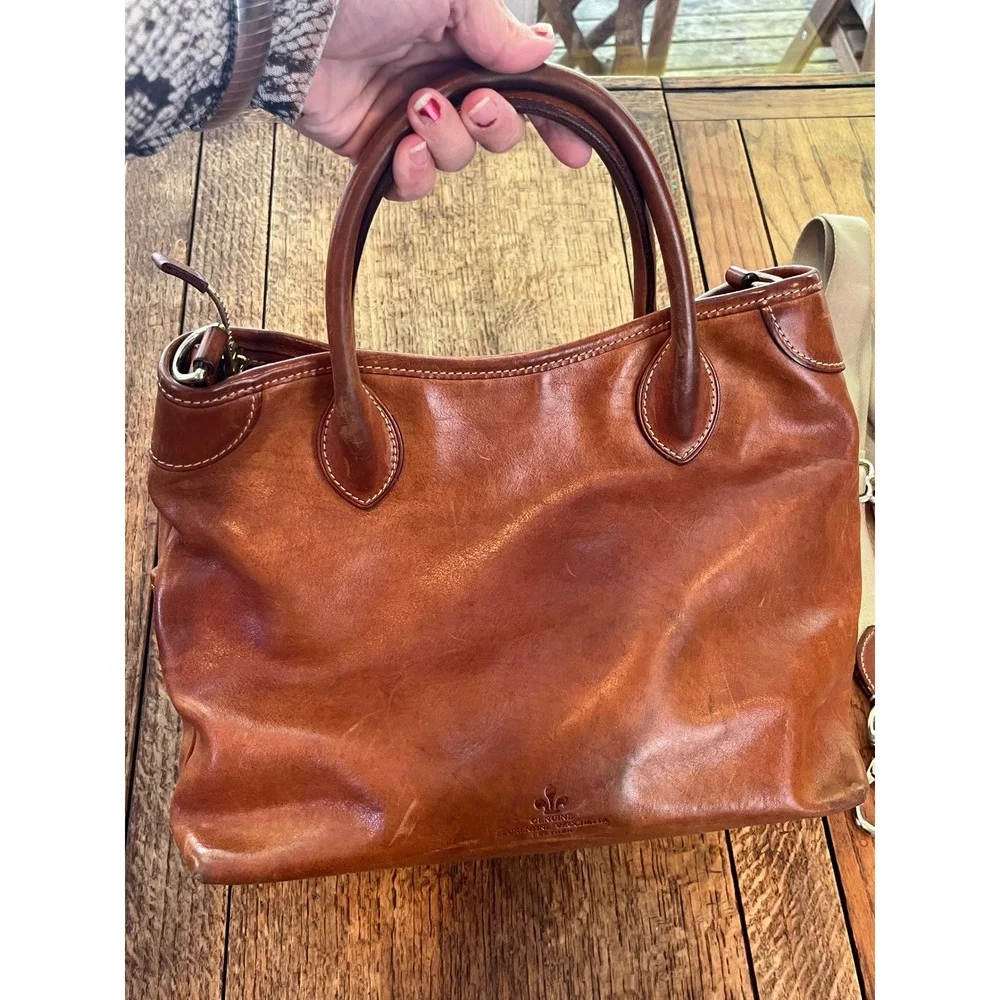 Dooney & Bourke Florentine Vacchetta leather East/West satchel bag w/ crossbody